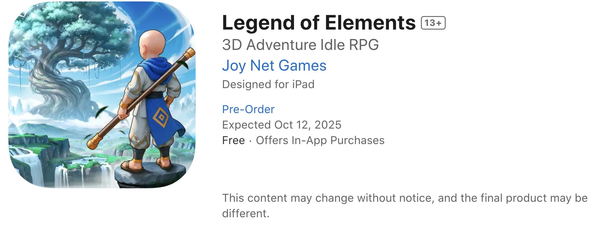 Legend of Elements 安卓版 角色属性界面