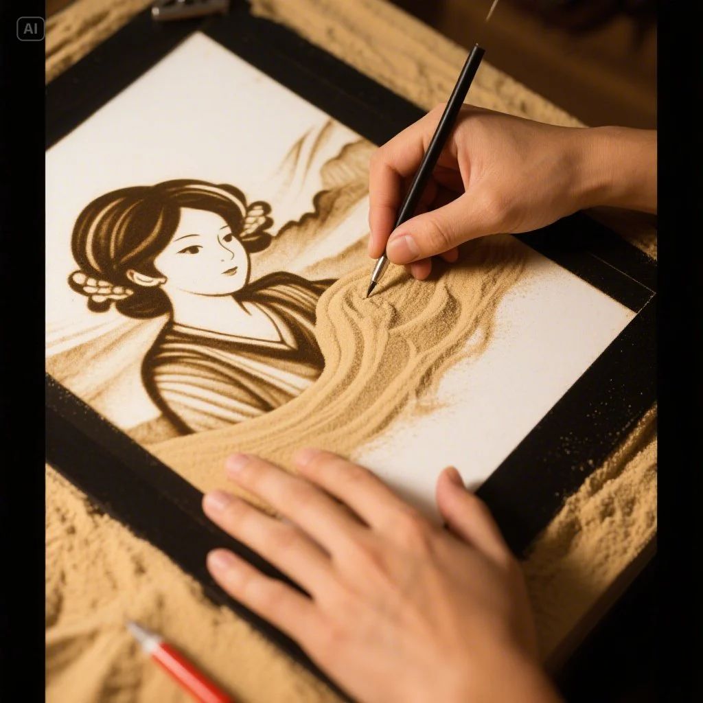 我爱沙画零基础入门教程简单易学 新手在家练习沙画基础手法展示