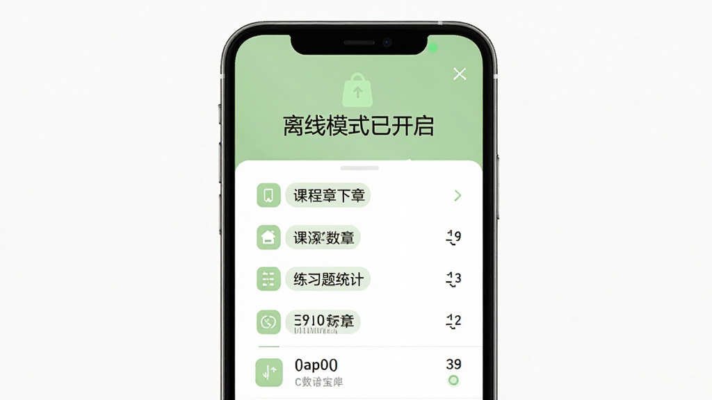 C语言零基础宝典离线学习功能展示,手机屏幕竖版布局,屏幕显示