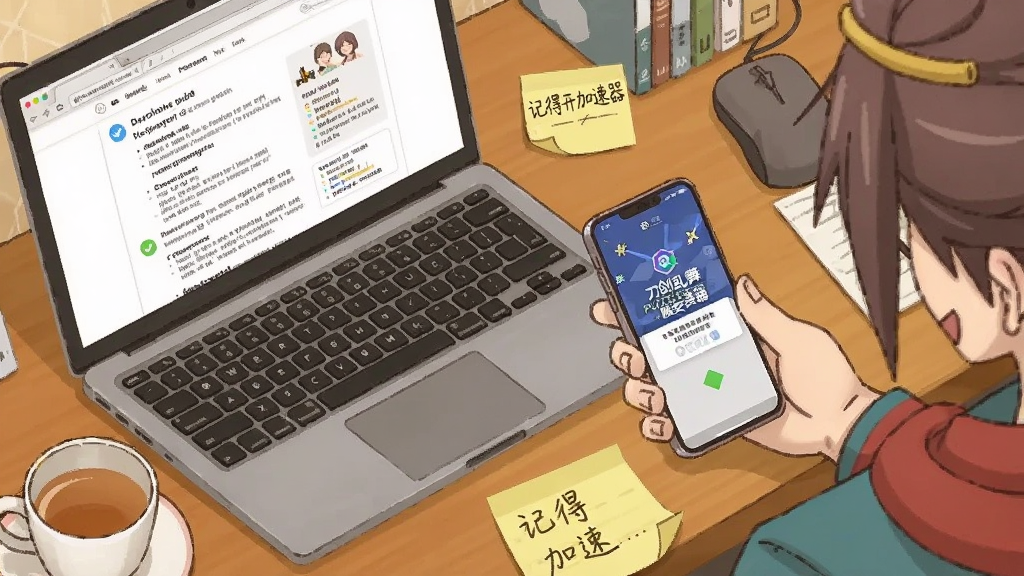 画面展示一位玩家坐在书桌前,手机屏幕上显示