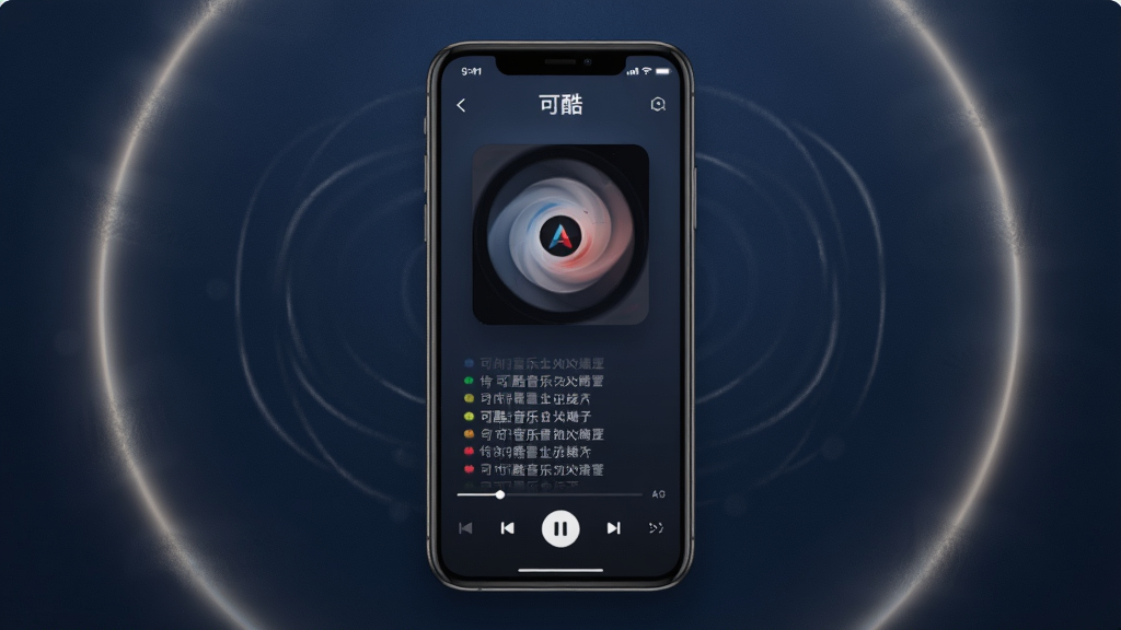 �ɿ����ֲ�������ҳչʾͼ����������һ���ֻ���Ļ��ʾ�ɿ�APP�����ڲ��Ž��棬�м�����ת��ר�����棬�·��Ǹ�ʹ�������Ͳ��ſ��ư�ť������Ϊ����ɫĥɰ�ʸУ���Χ�й���Ч���������Ű�Գ����ۣ�������ʽ���飬ϸ�ھ��£����ʸ��壬�޶���Ԫ��