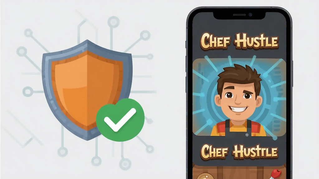 һ�������ֻ���Ļ����ʾChef Hustle��Ϸ���棬�Ա��ж���ͼ�����ɫ�Թ���ʾ��ȫ���أ�����Ϊǳ��ɫ��������ɾ�������