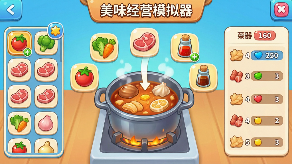 卡通风格的手机游戏界面截图,画面展示